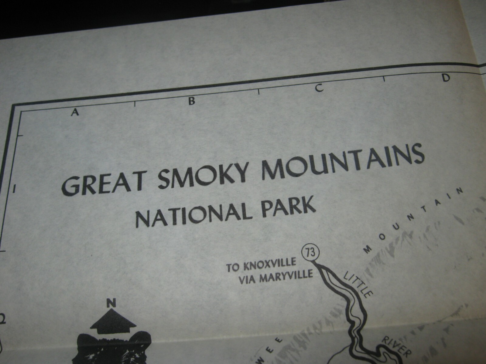 1961 Great Smokey Mountains National Park North Carolina Tennessee handbook Map