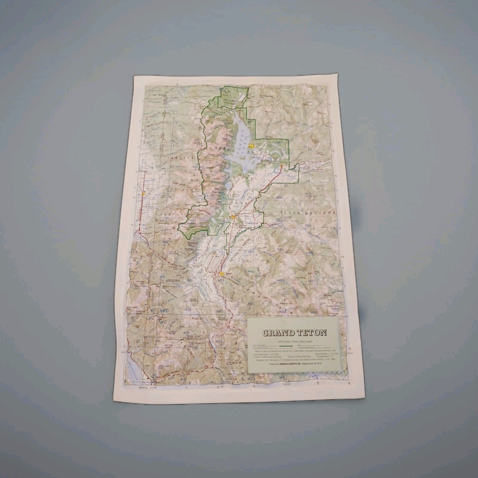 Vintage Grand Teton National Park Area Map 3D Raised Relief 1983