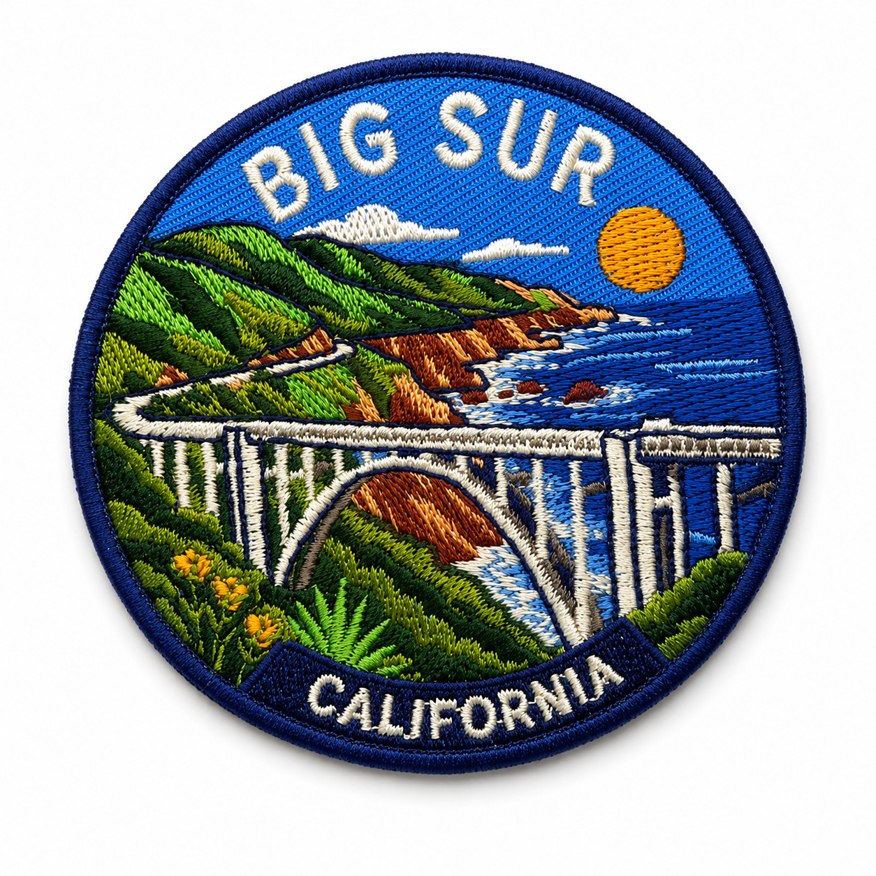 Big Sur California Patch 3″ Embroidered Iron On Bixby Bridge Travel Badge