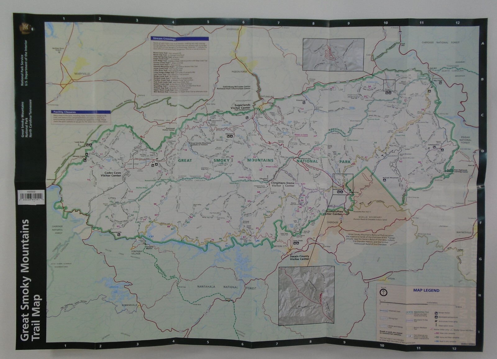 Great Smoky Mountains National Park Trail Paper Map 2022 Tennessee N. Carolina
