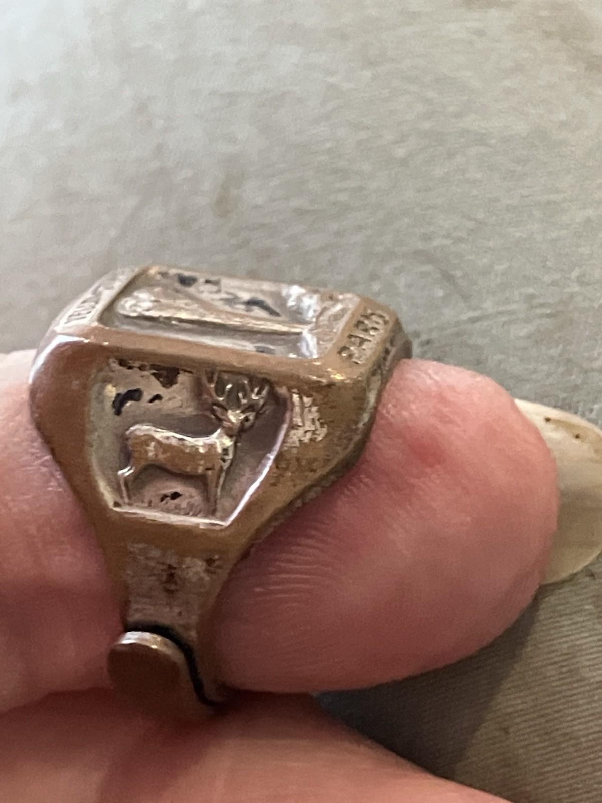 RARE!! Antique Yellowstone National Park Souvenir Ring 1930s Old Faithful Geyser