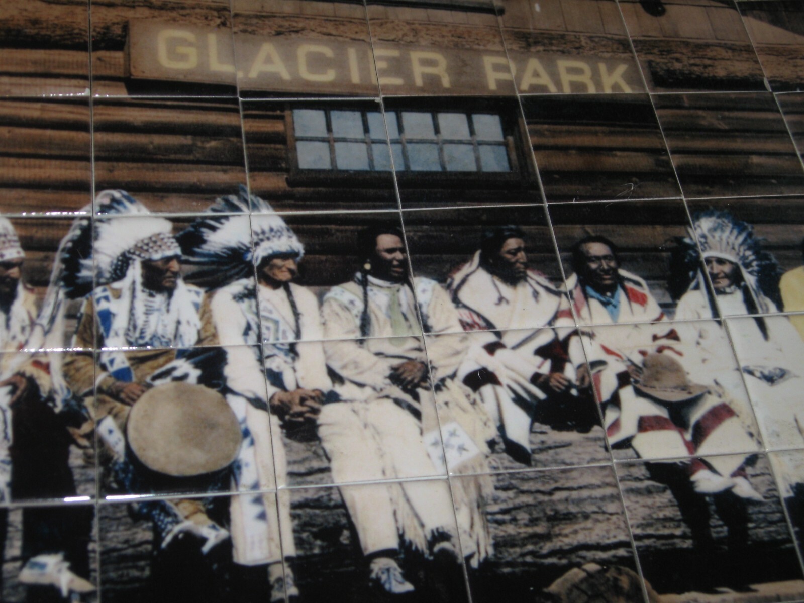 Glacier National Park- Mosaic Vintage Picture Tiles- Native American Indians
