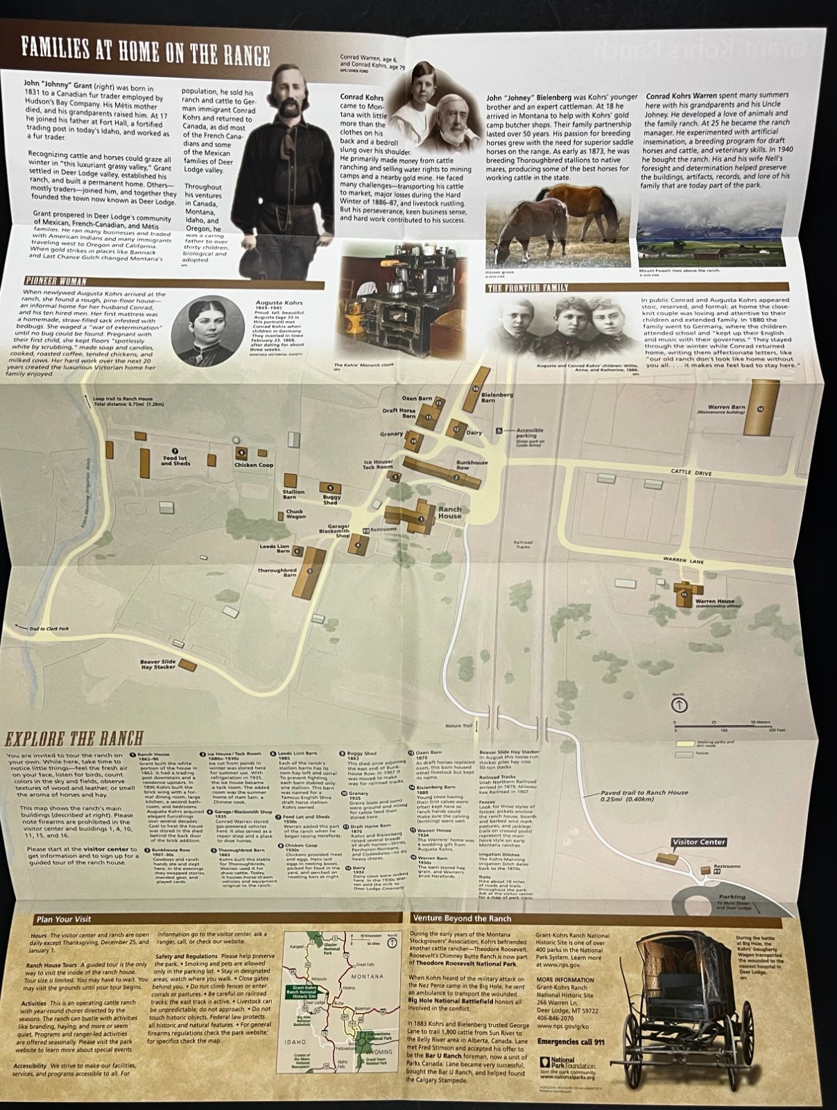 2018 Grant-Khors Ranch Montana National Park Service Official Guide Brochure Map