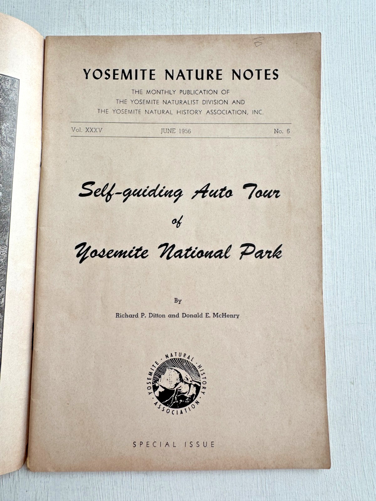 1956 Self Guided Auto Tour Book of Yosemite National Park