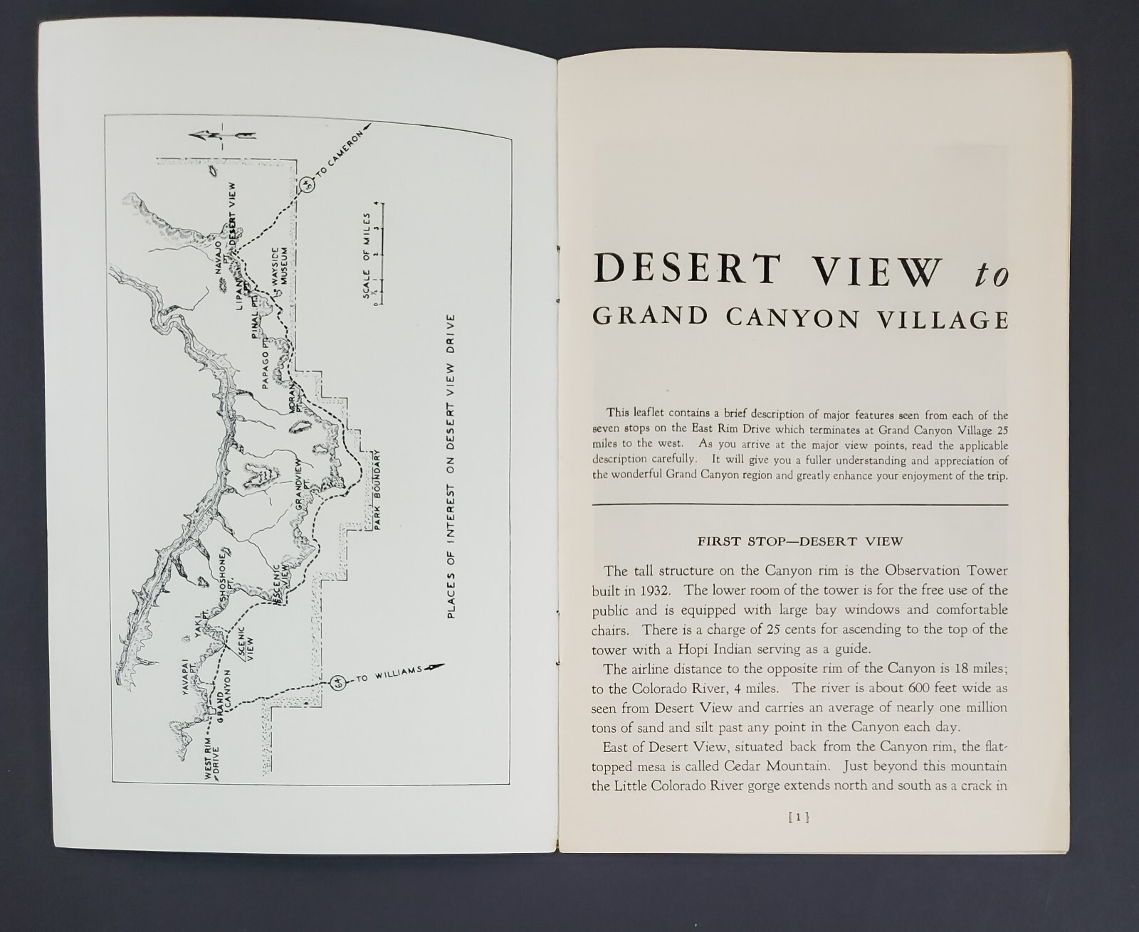1960s Grand Canyon Village Desert View Tourist Guide Vintage Travel Brochure
