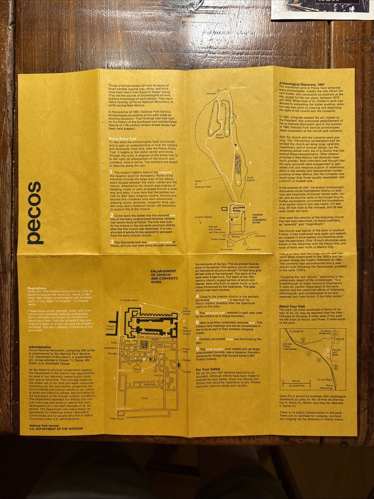 1976 Pecos National Historic Park New Mexico NPS Guide Vintage Travel Brochure