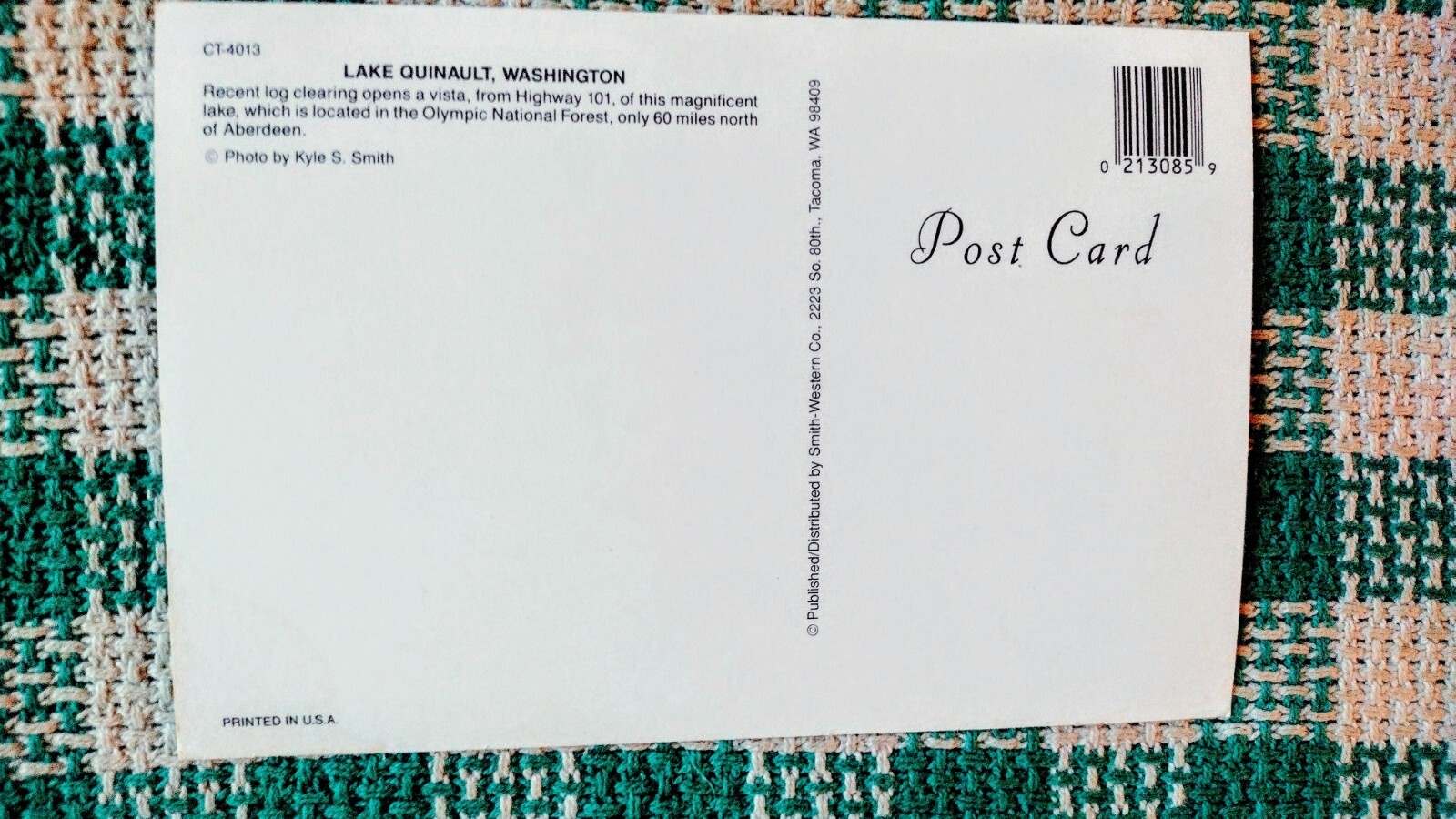 BEAUTIFULCHROME POST CARD LAKE QUINAULT WASHINGTON OLYMPIC NATIONAL PARK