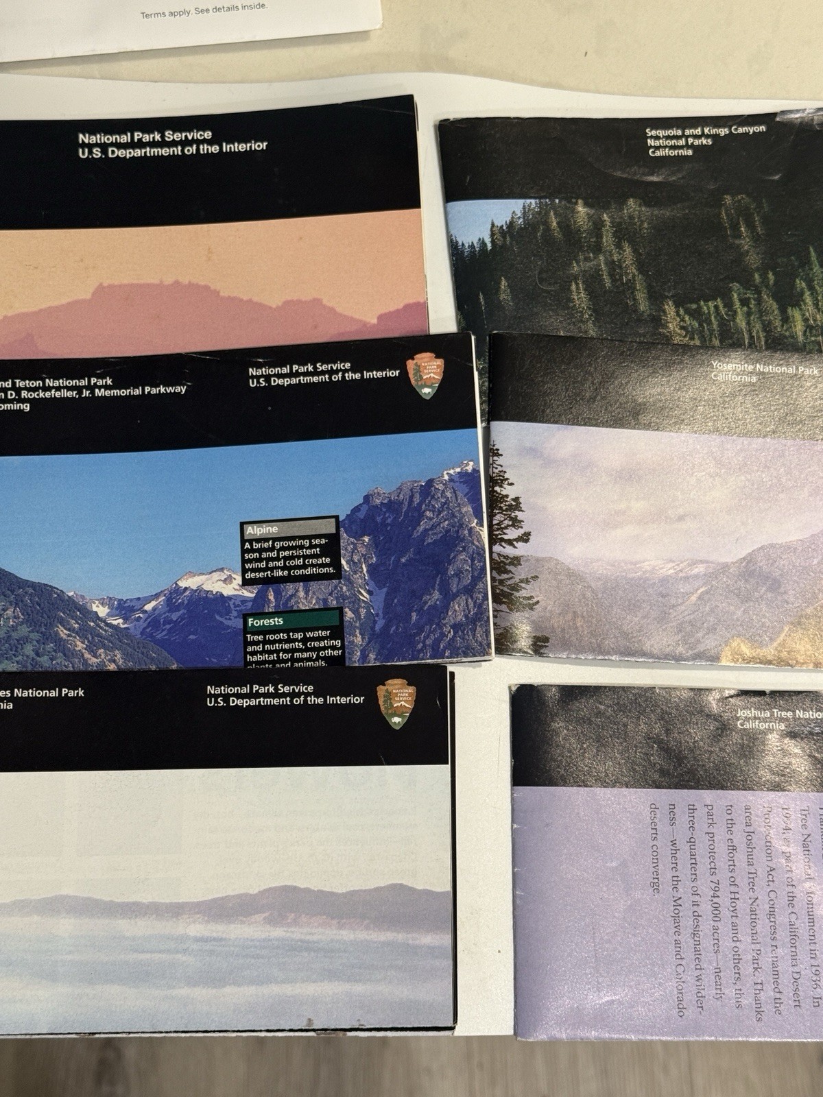 Lot Of 6 Unigrids/Brochures Major National Parks Yosemite Grand Teton Sequoia