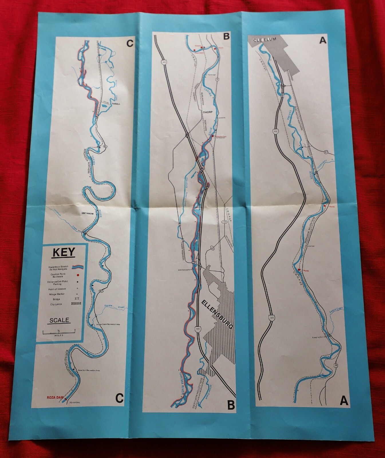 VINTAGE YAKIMA RIVER FLOAT MAP