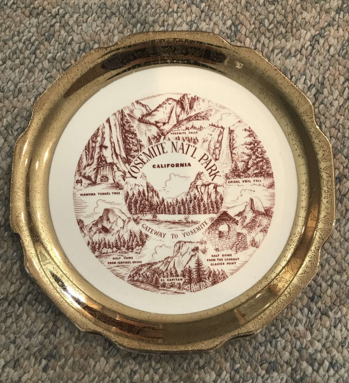 Yosemite National Park Vintage Souvenir Plate 9.5 Inch