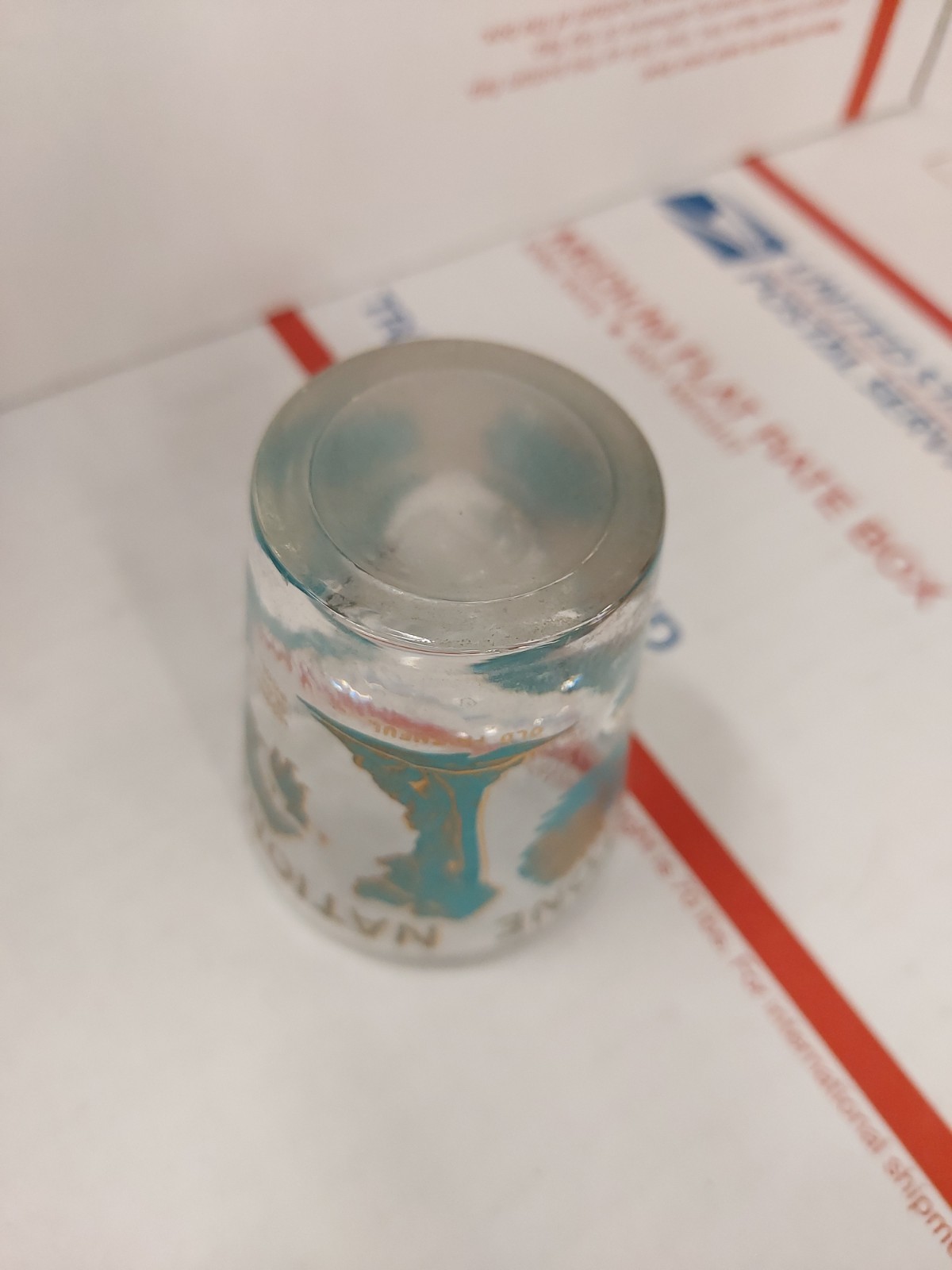 VTG Yellowstone National Park Souvenir Glass Tall, Blue/Gold