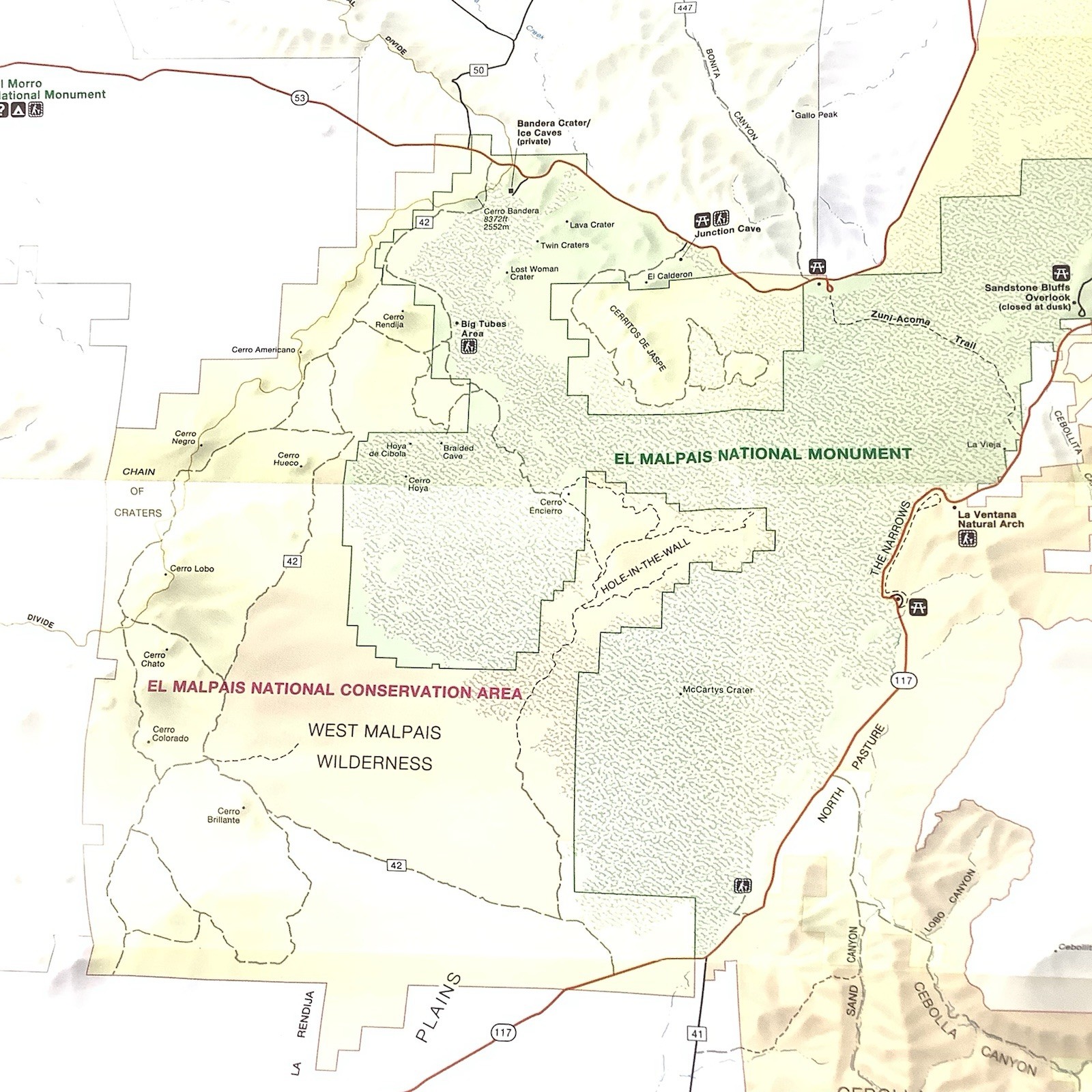 El Malpais Map & Tourist Guide 1993 National Monument New Mexico Volcanic Rock