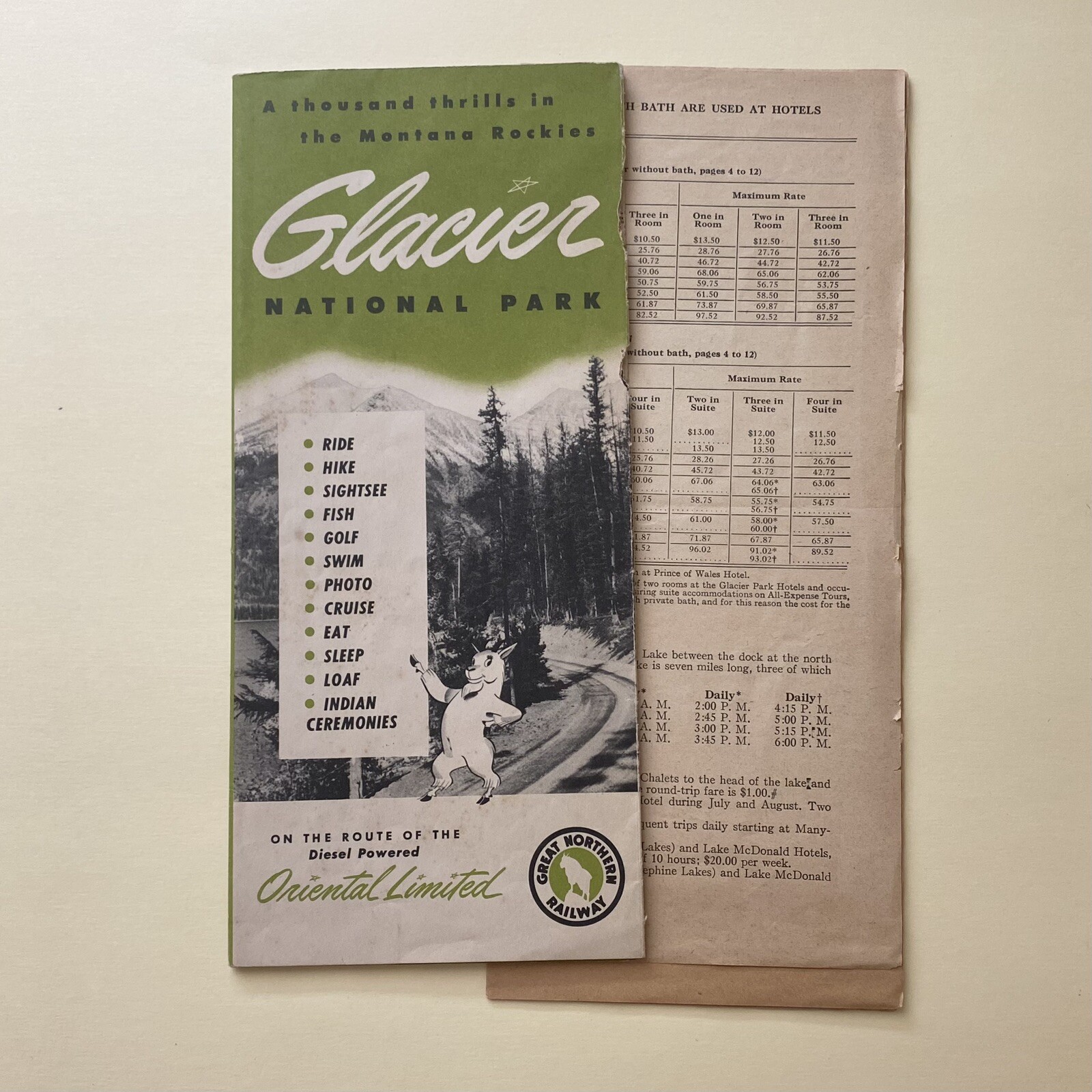 Glacier National Park Vintage Brochure Great Northern Railway Oriental Limited