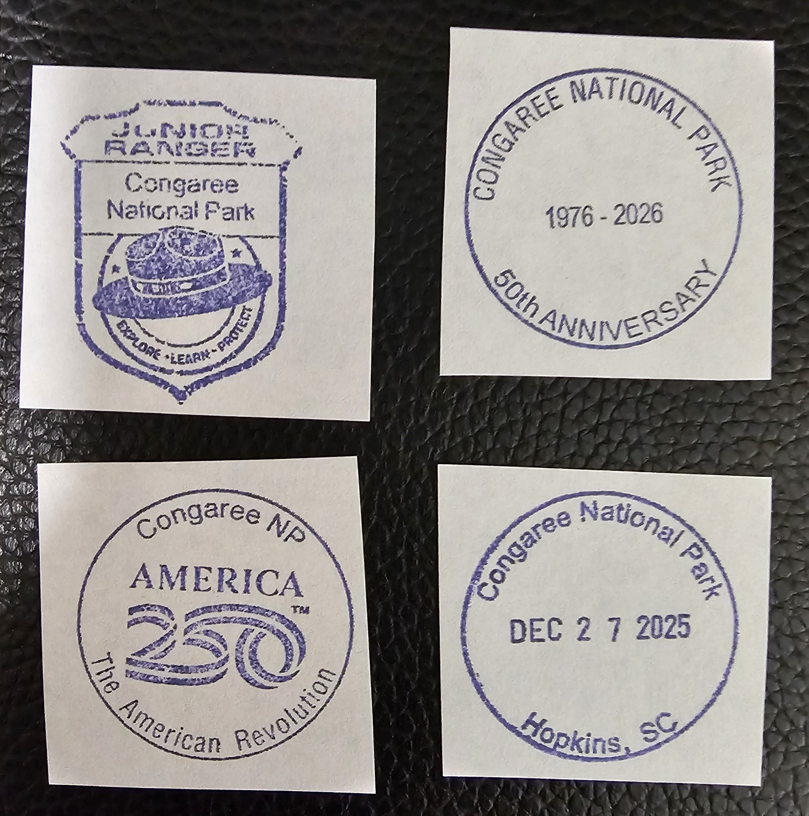 Congaree NP Passport Cancelation Stamps & National Passport Sticker
