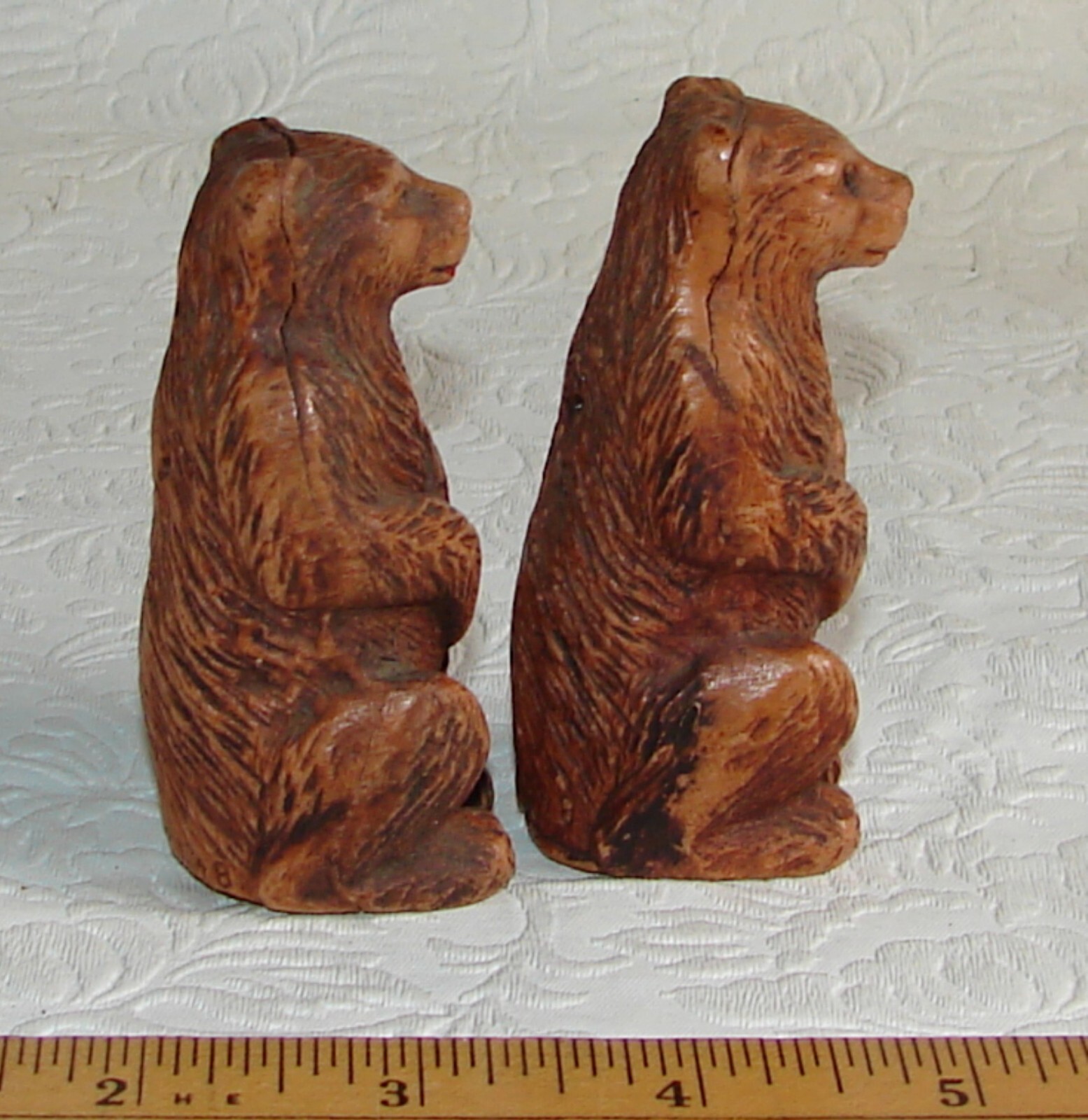 Vtg Yellowstone Park Grizzly Bear Composition Figurine +Salt Pepper Shakers 1948
