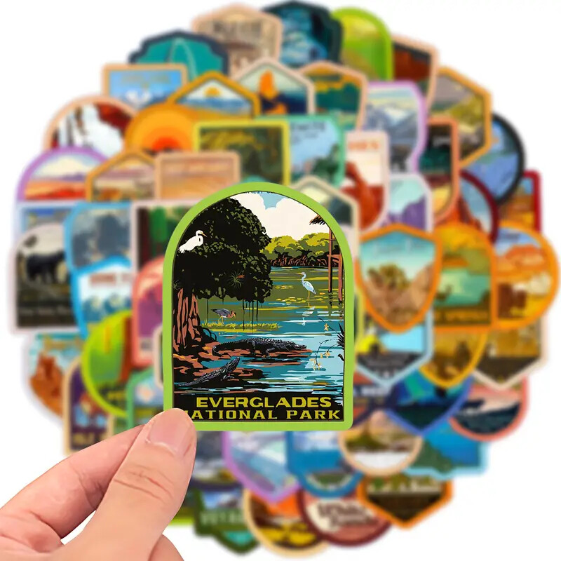 63 Pack American National Park Vinyl Stickers Durable Artistic Decals for Laptop