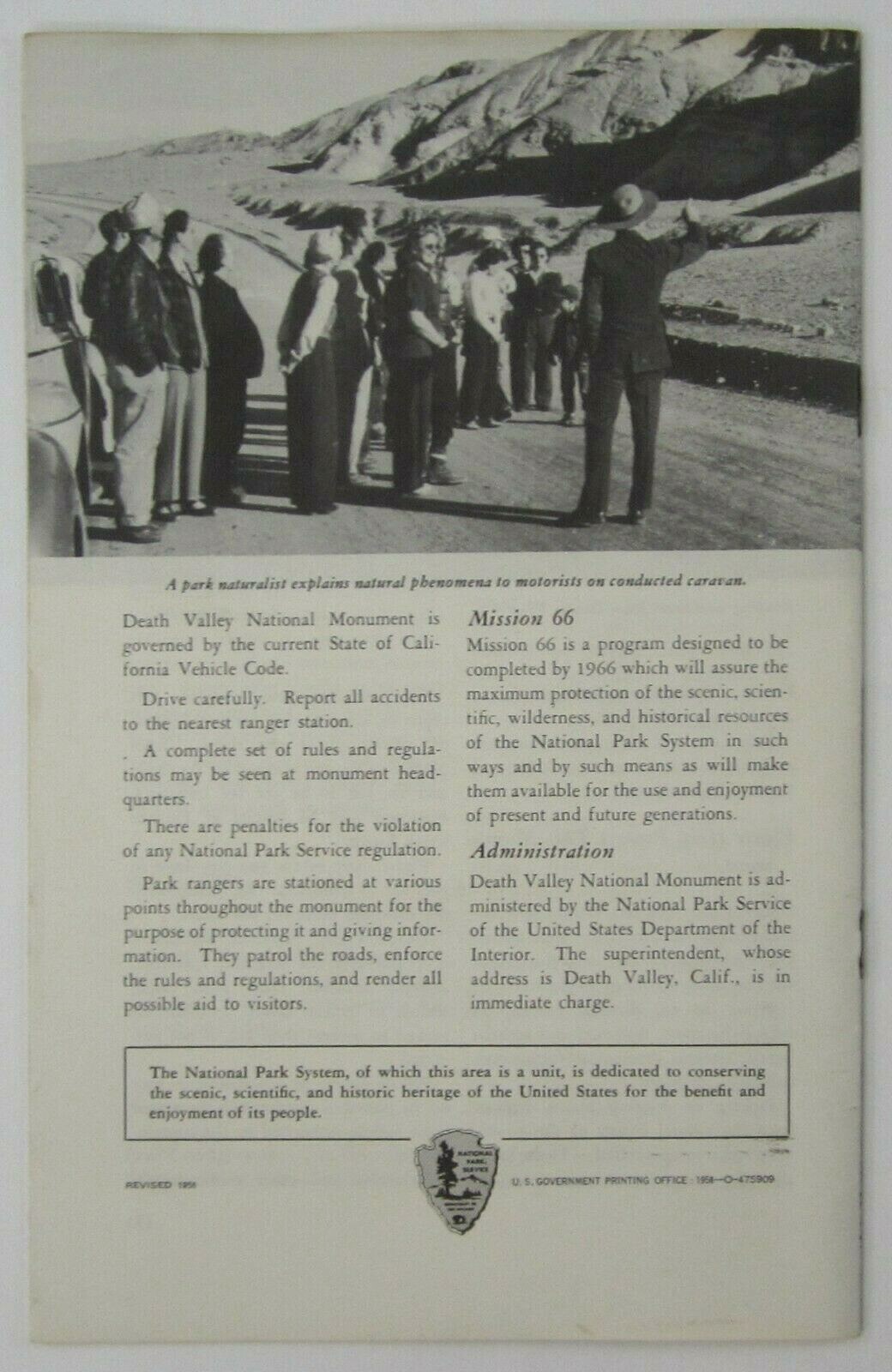 Vintage Death Valley Mojave Desert History National Monument Travel Booklet 1958
