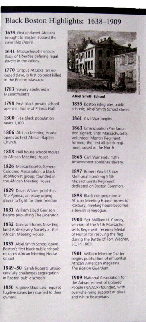 Boston African American National His Park National Park Service Unigrid Brochure