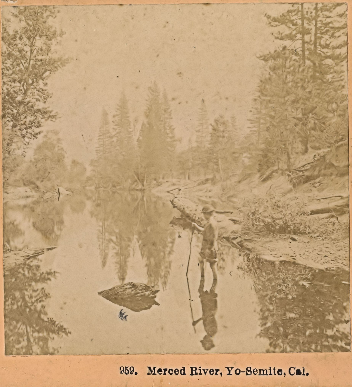 c1870-1879 “Merced River, Yo-Semite, Cal.” Albumen Print Stereoview, Yosemite Pk