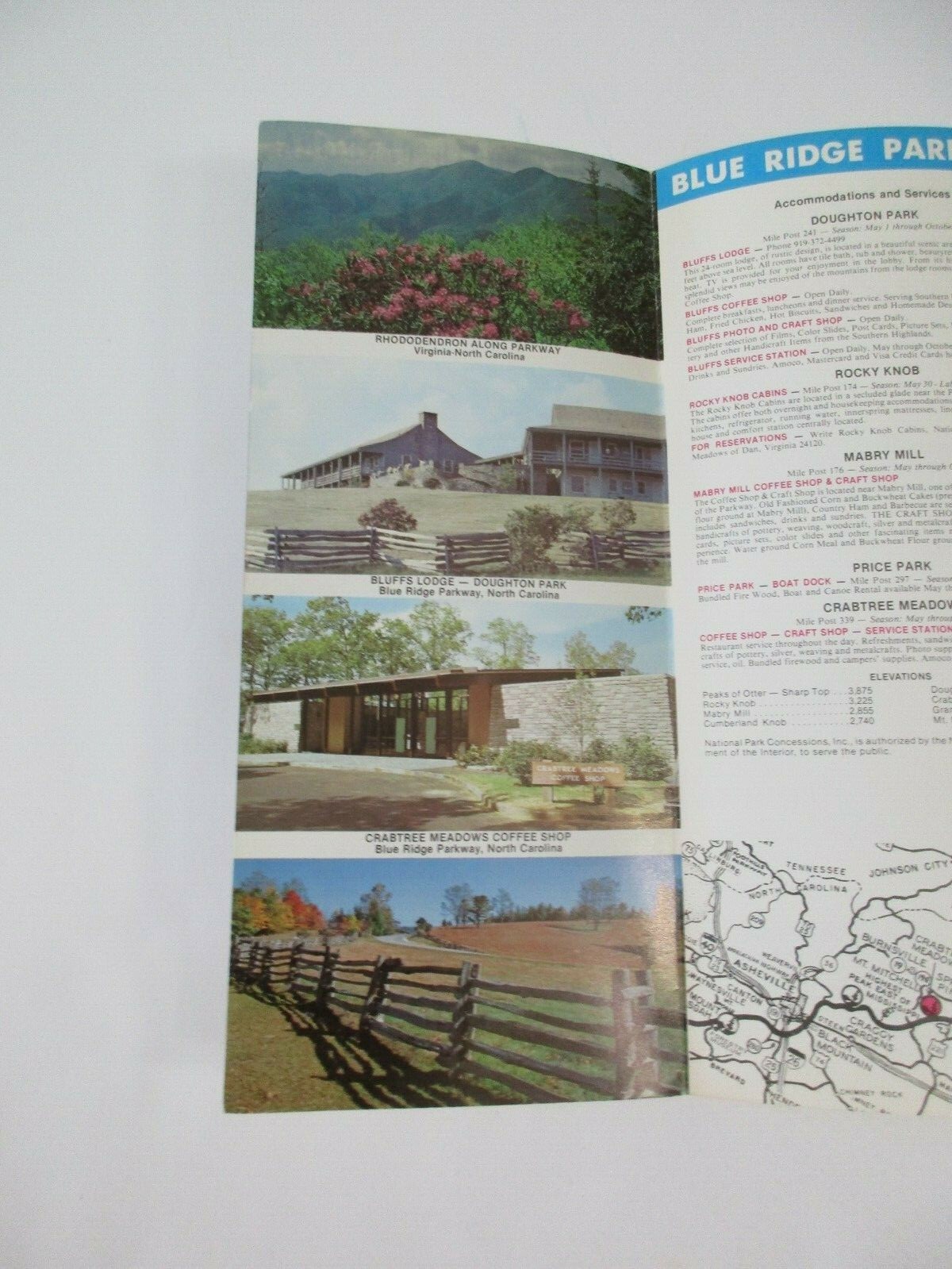 1984 Blue Ride Parkway National Park Virginia NC Travel Map Guide Brochure-B36