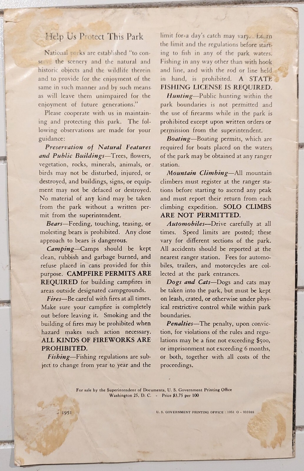 1951 Grand Teton Nation Park Guide Pamphlet Booklet Promo Wyoming