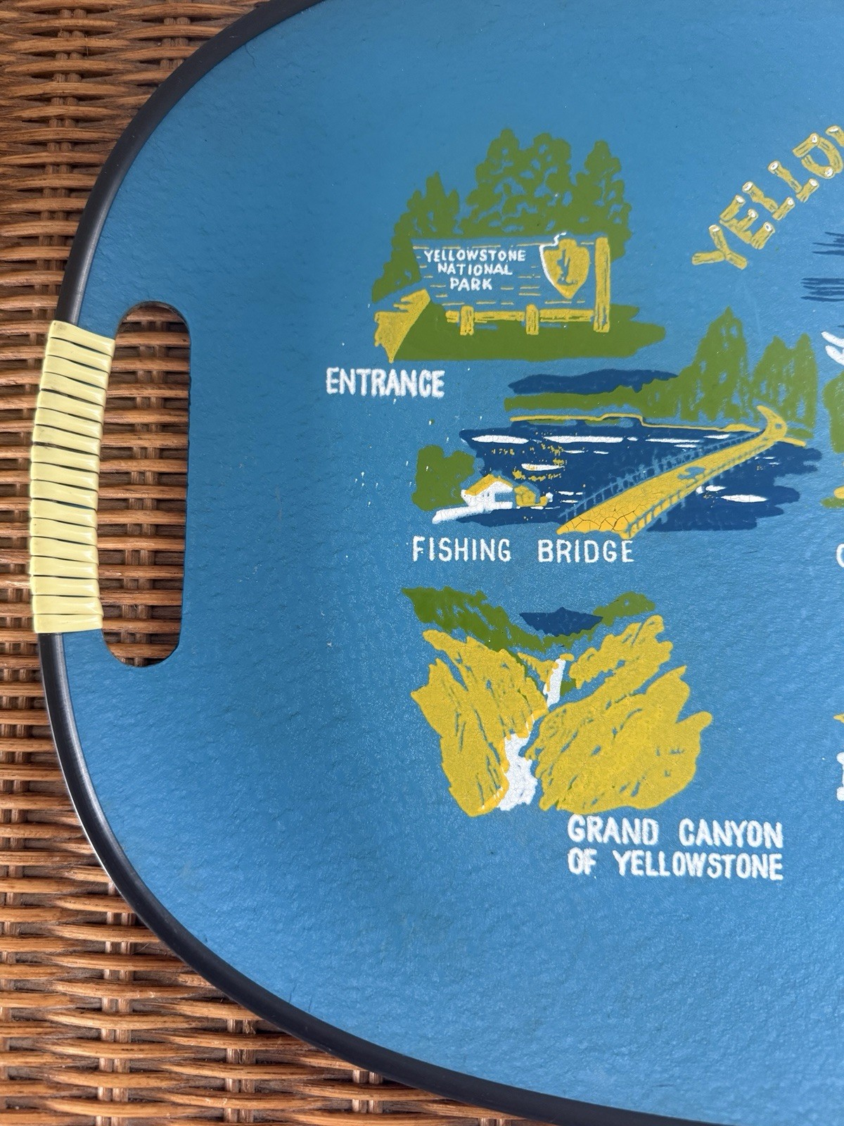 Vintage 1950s–60s Yellowstone National Park Souvenir Serving Tray – Made in…