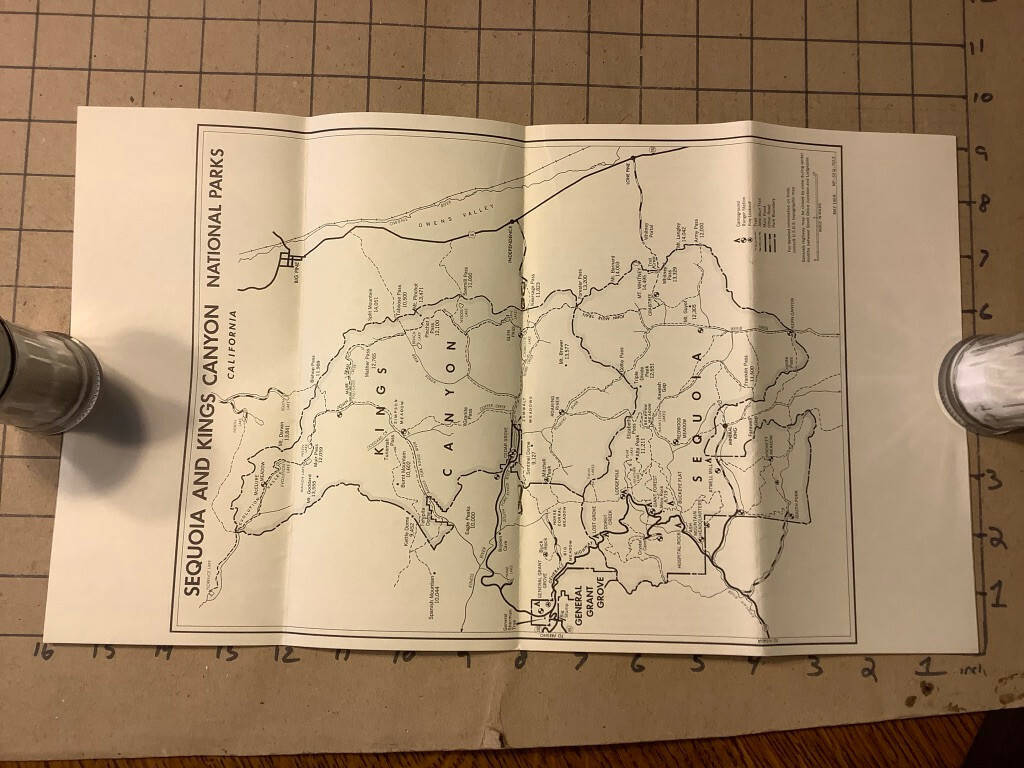 Vintage Original brochure Map 1963 SEQUOIA KINGS