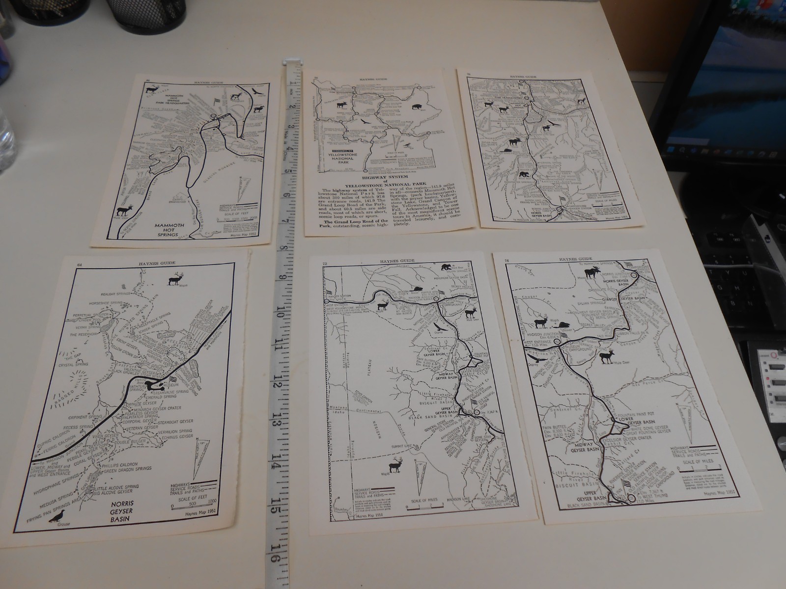 1951 Haynes Map Yellowstone National Park – Folded in 6 sections