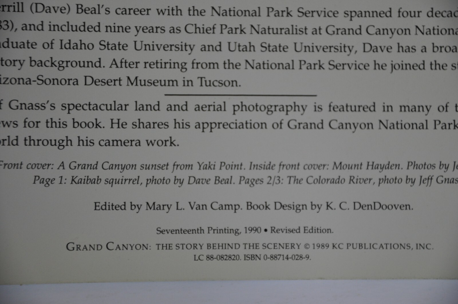 Grand Canyon The Story Behind The Scenery By Merrill Beal, 1990 Paperback