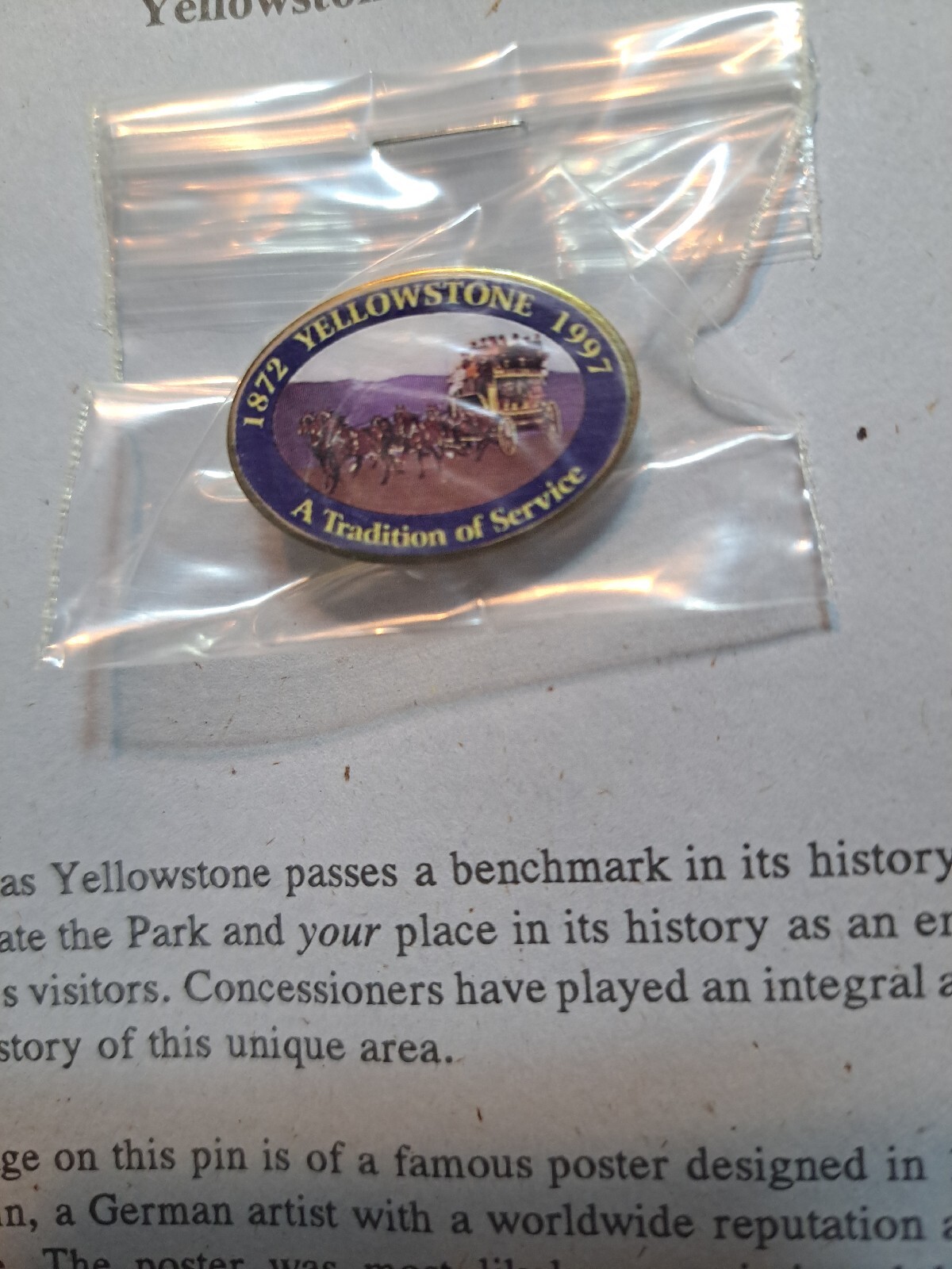 Yellowstone National Park 125th Anniversary Pin 1997 A Tradition Of Service