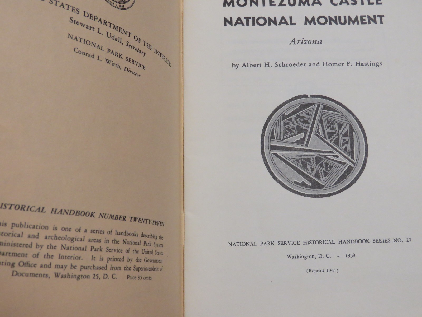 Montezuma Castle Arizona National Park Service Handbook Series No. 27 1961