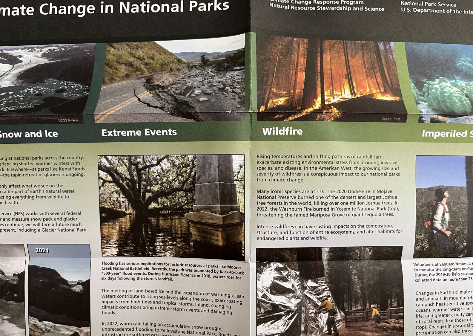 Newest CLIMATE CHANGE in NP NATIONAL PARK SERVICE UNIGRID BROCHURE/MAP GPO 2023