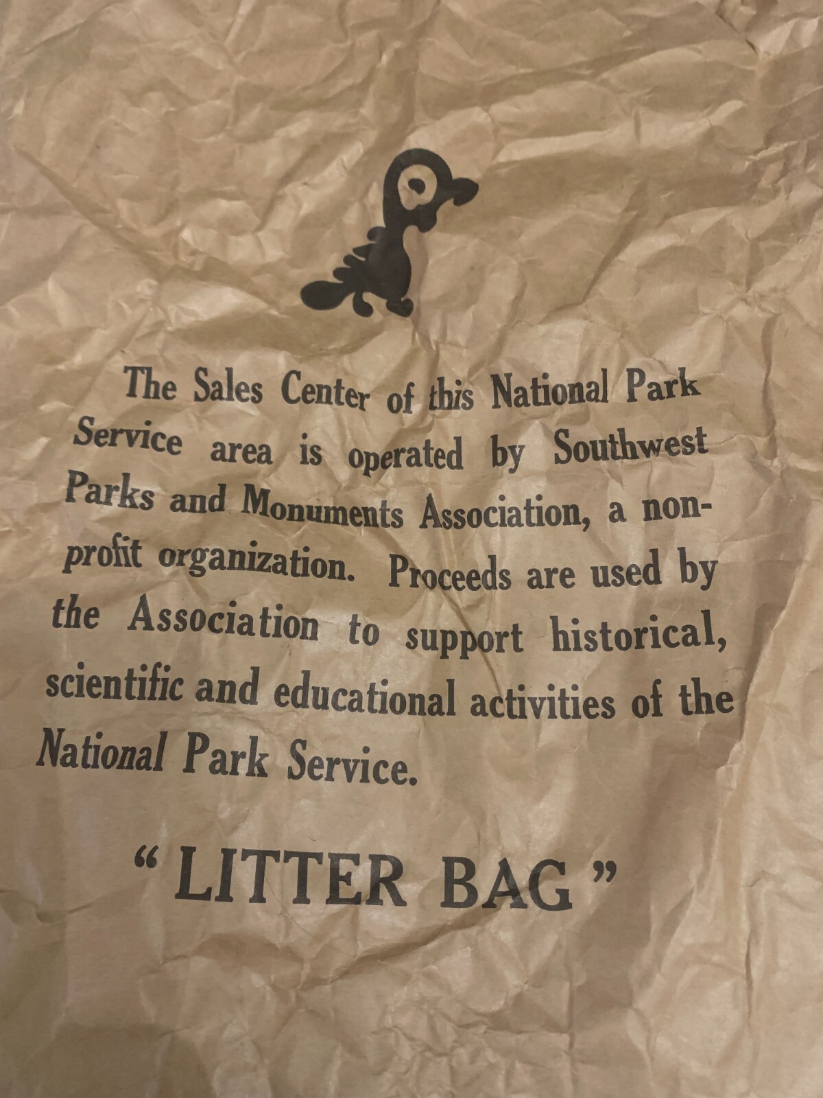 Vintage 1970’s National Park Service Brown Paper Litter Bag