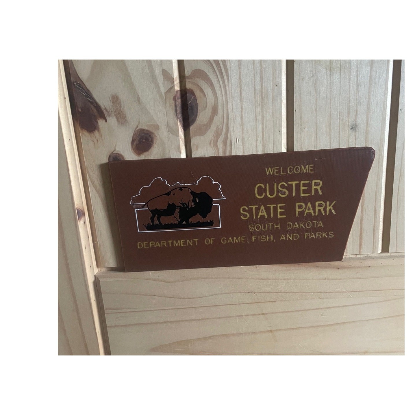 Custer State Park South Dakota Entrance Sign 3D Print Camp Hike Forest Trail