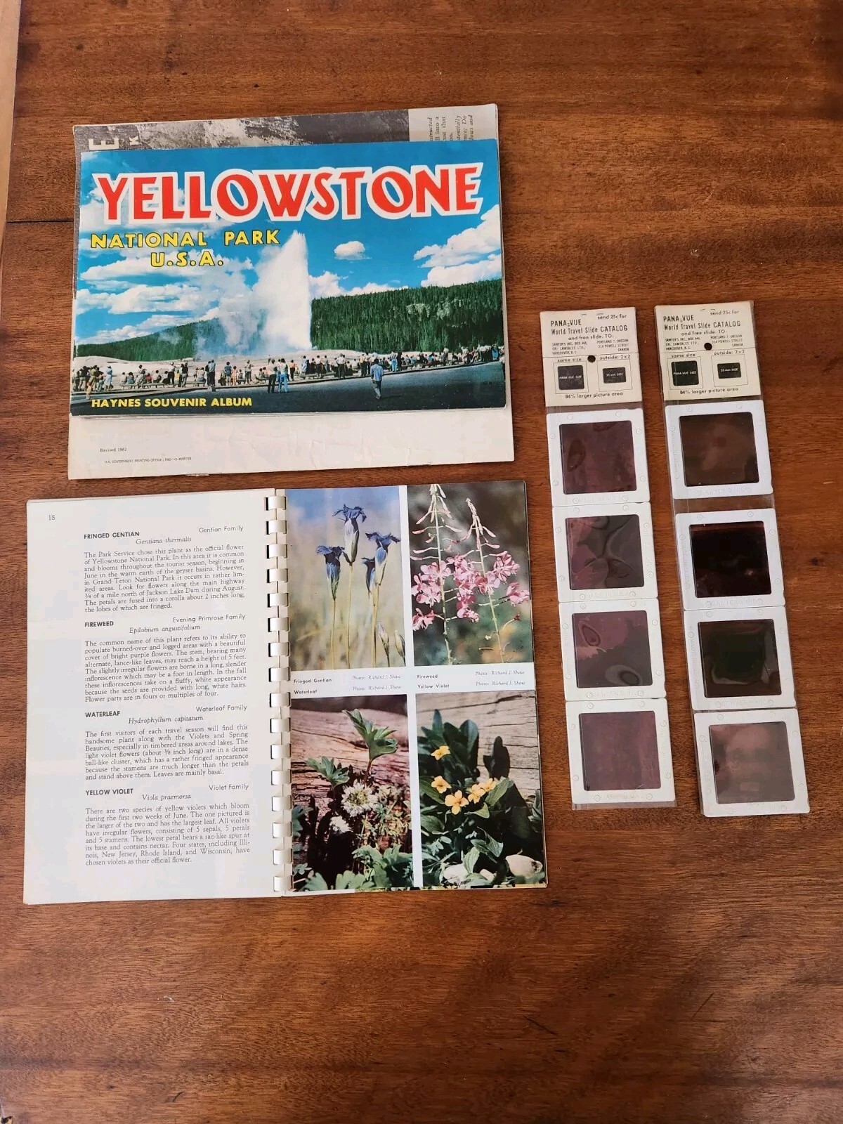 1960s Yellowstone Park Souvenir Albums, brochures, slides lot