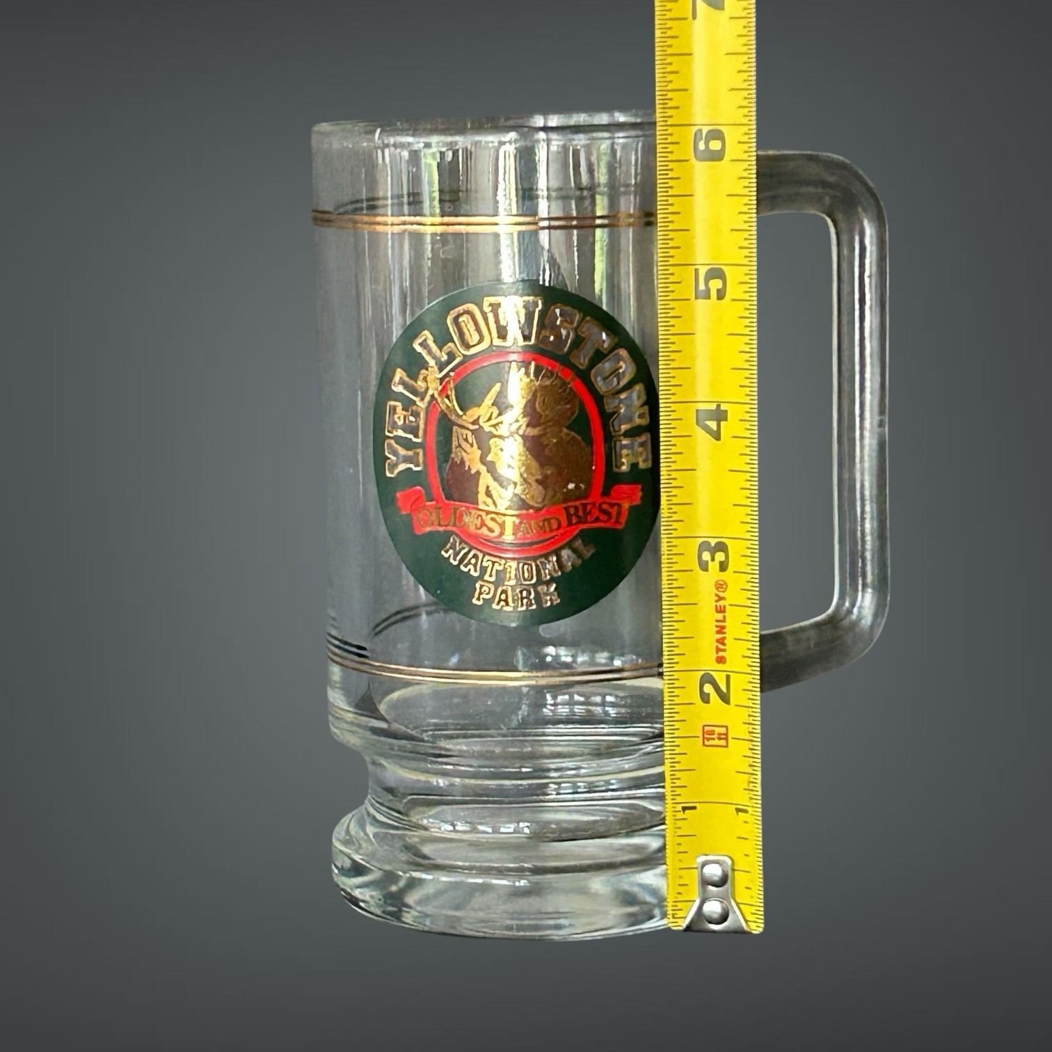 Vintage Yellowstone National Park Oldest And Best Moose Logo 16oz Glass Mug