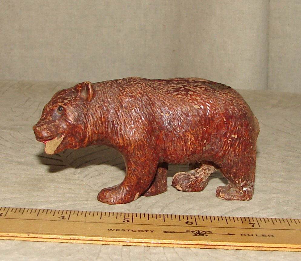 Vtg Yellowstone Park Grizzly Bear Composition Figurine +Salt Pepper Shakers 1948