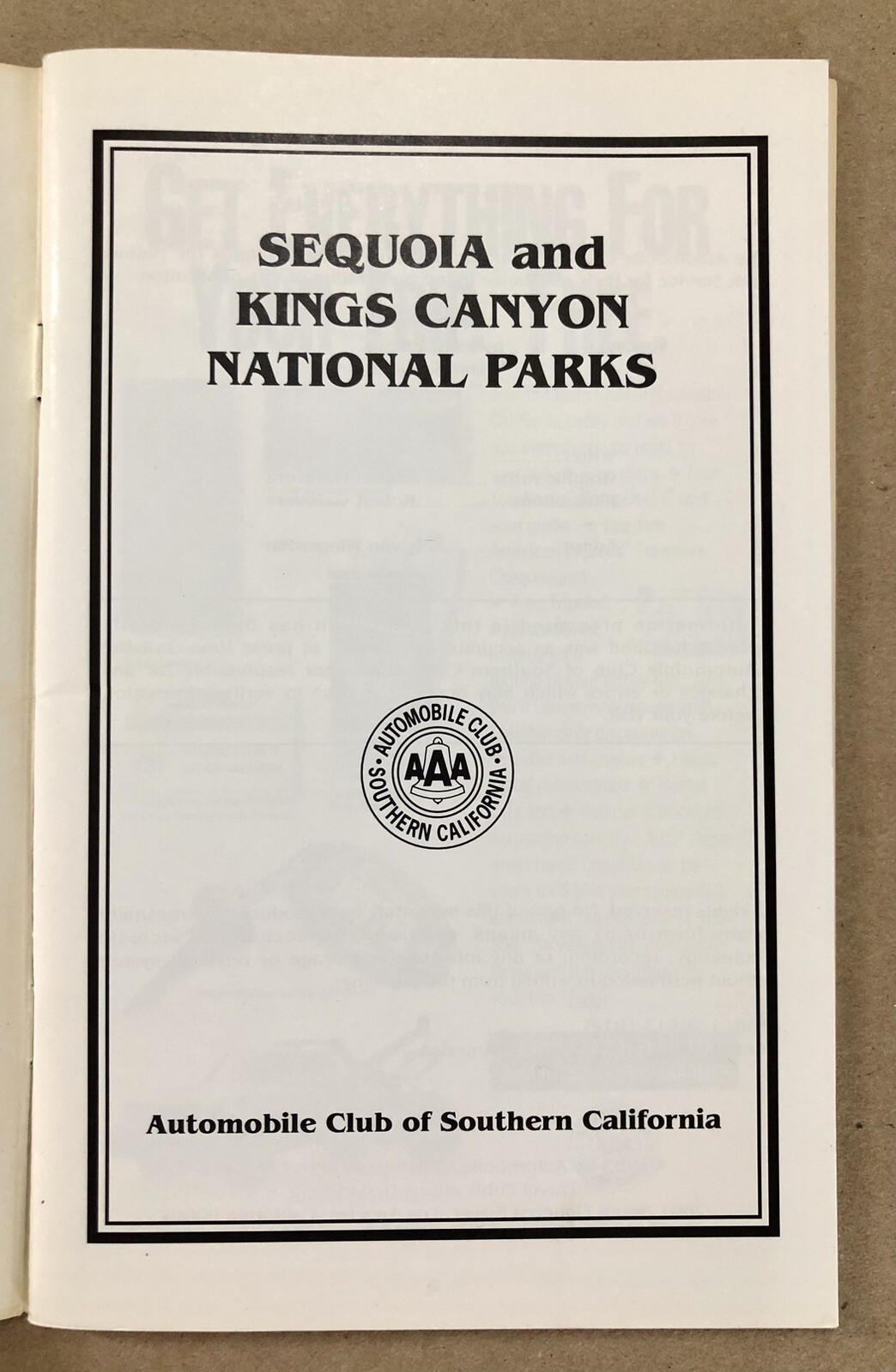 Sequoia and Kings Canyon National Parks (1993, PB) Automobile Club of So. Cal.