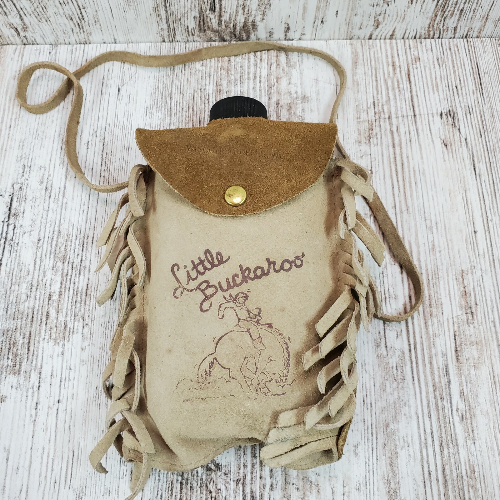 Vintage Bloom Brothers Leather Wisconsin Dells Whisky Water Flask L’il Buckaroo