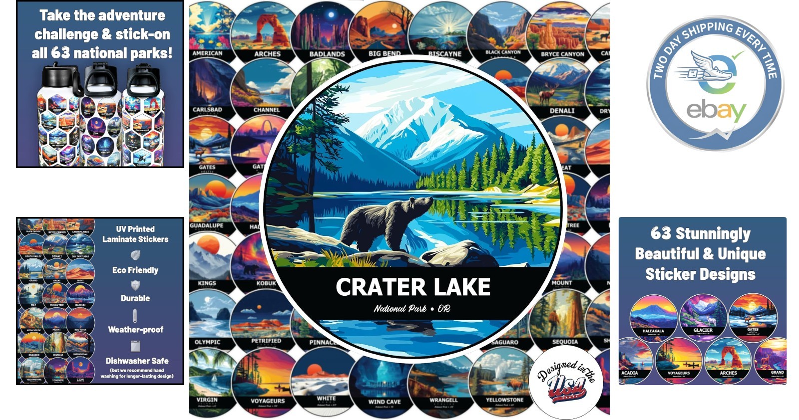 All 63 National Park Water Bottle Stickers – Vinyl, Waterproof & Fade-Resistant