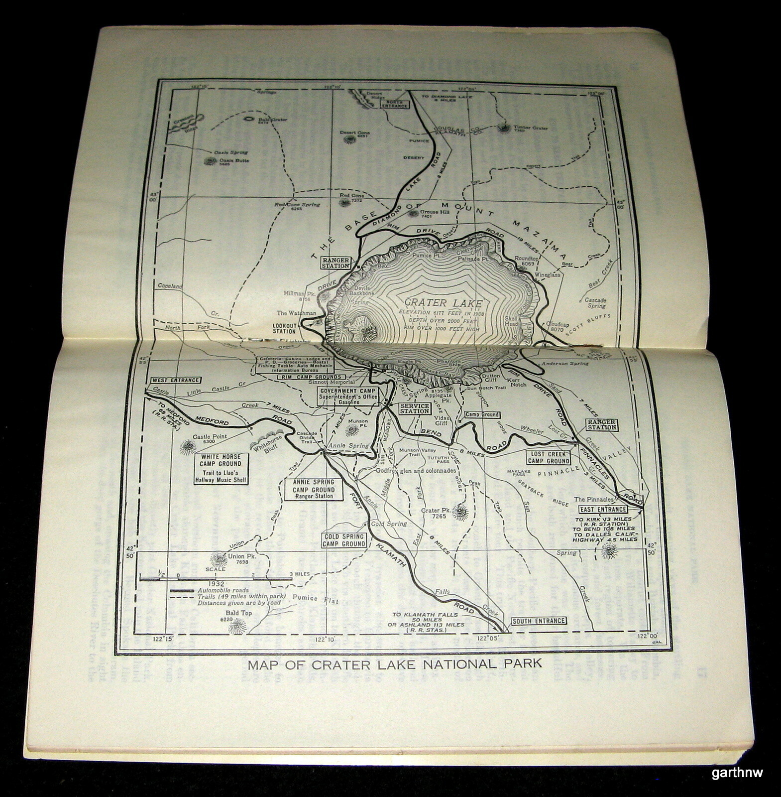 CRATER LAKE 1932 NATIONAL PARK SERVICE PICTORIAL GUIDE & MAP