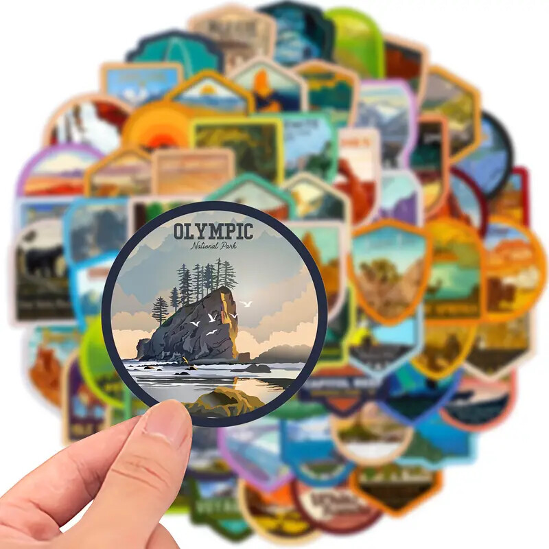 63 Pack American National Park Vinyl Stickers Durable Artistic Decals for Laptop