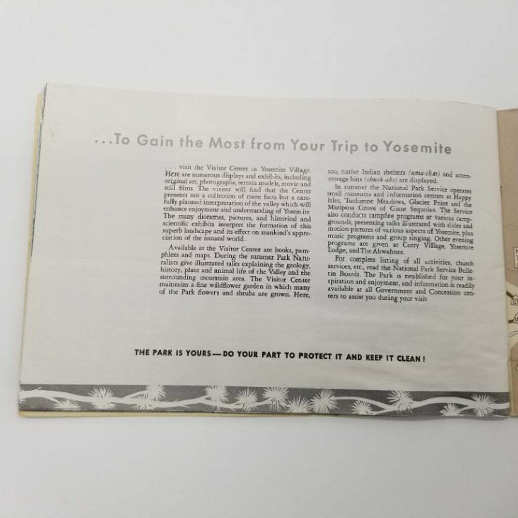Yosemite Souvenir Book Vintage 50s All in Natural Color Pictures Map