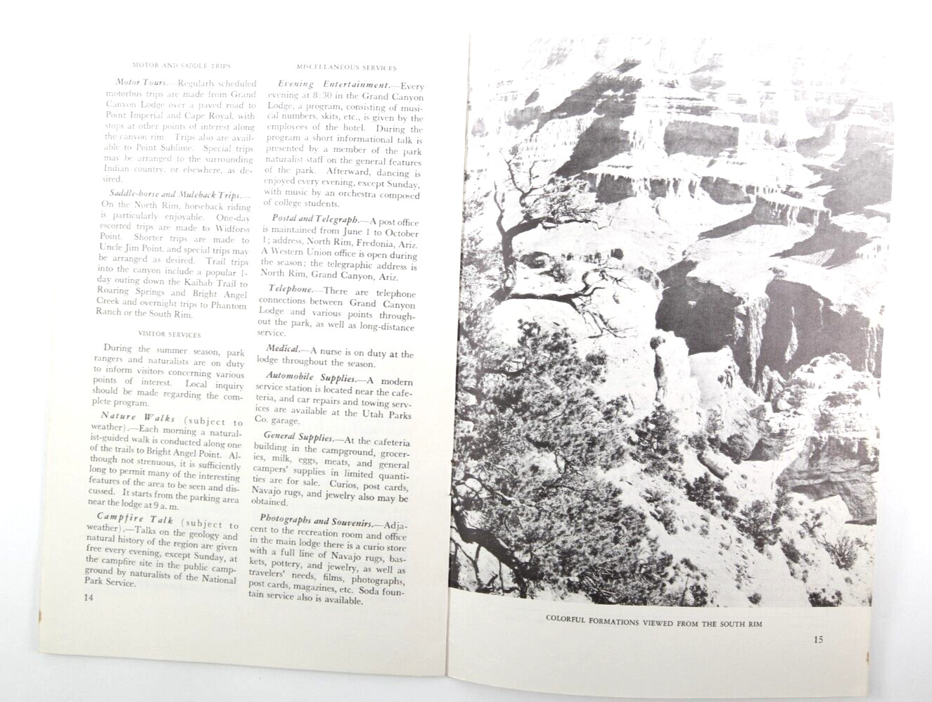 Grand Canyon National Park Brochure 1957 and 1952 Car Permit Arizona