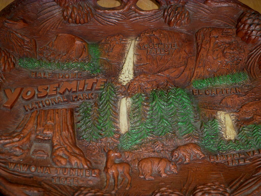 YOSEMITE NATIONAL PARK- CALIFORNIA, Ceramic Decorative WALL ART, USA #1960’s yrs