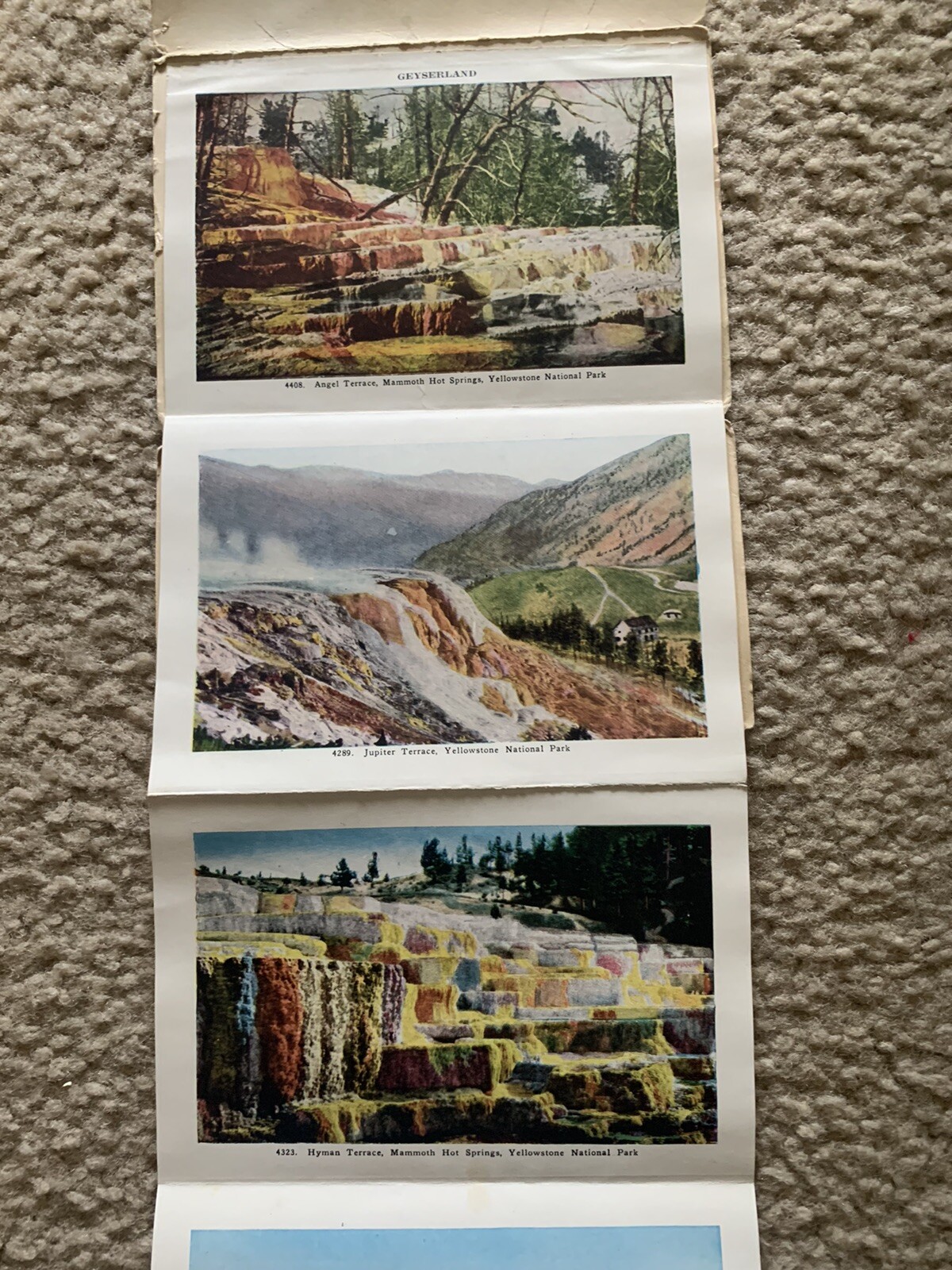 1920s 1927 GEYSERLAND YELLOWSTONE NATIONAL PARK souvenir Pack Picture Cards Vtg