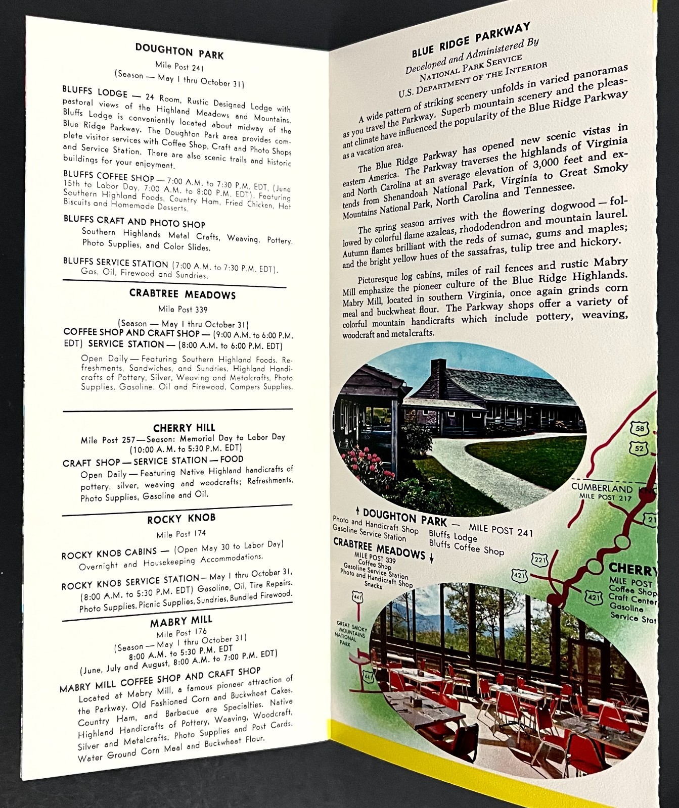 1960s Blue Ridge Parkway Virginia NC Parks Lodging Vintage Travel Brochure