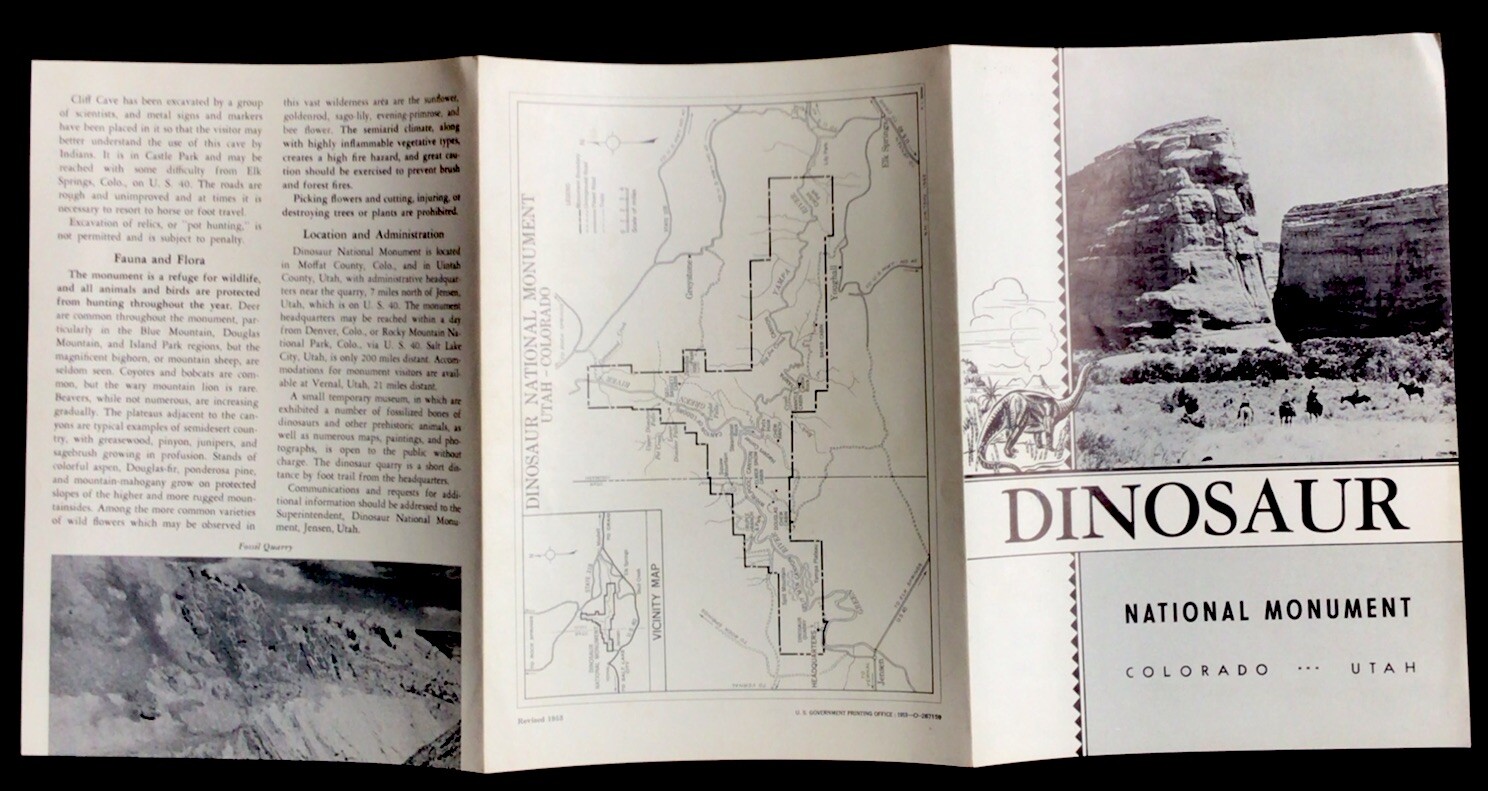 1953 Dinosaur National Monument Utah Colorado Tourist Travel Brochure