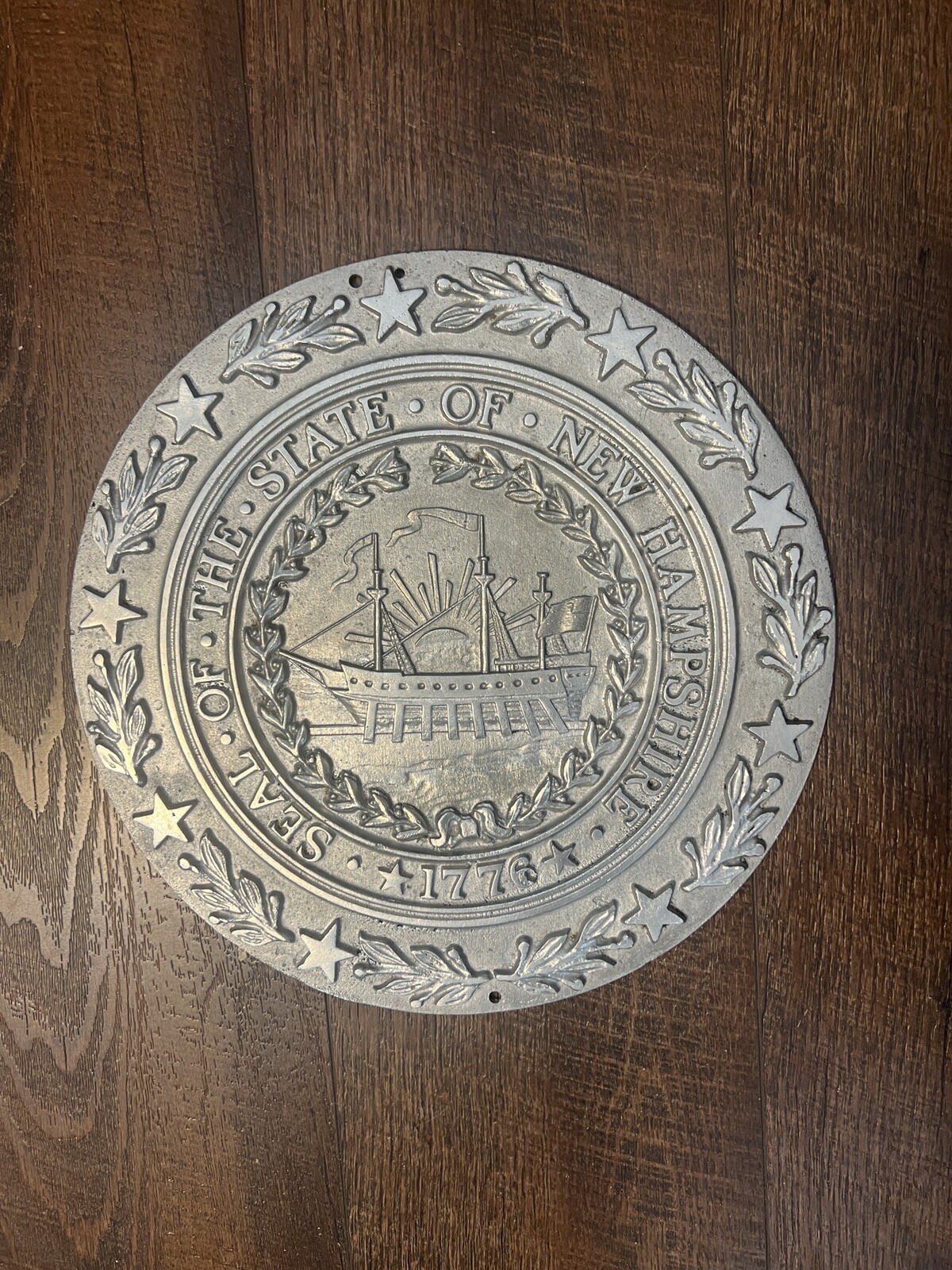SUPPORT TUNNELTOTOWERS NEW HAMPSHIRE STATE SEAL CAST ALUMINUM PLAQUE ART OBJECT
