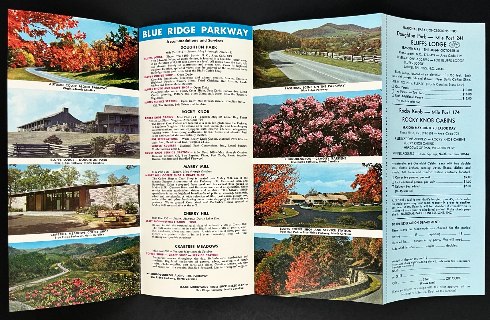 1970s Blue Ridge Parkway National Park Virginia North Carolina Travel Brochure